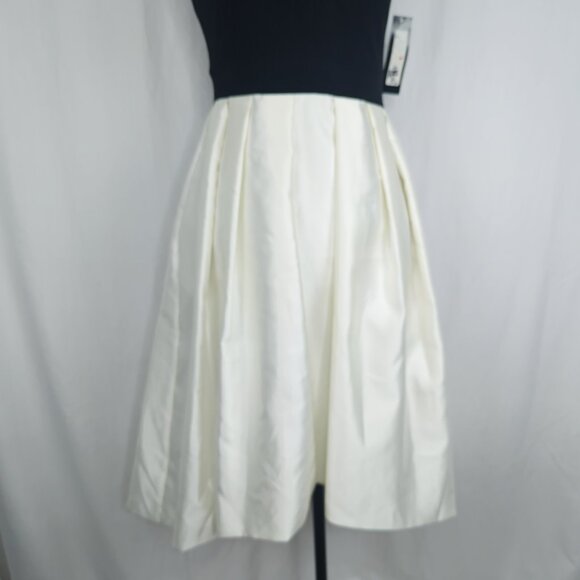 Betsy & Adam Black White Dress 6 Small Formal Midi Hi-Lo NWT - Picture 4 of 10